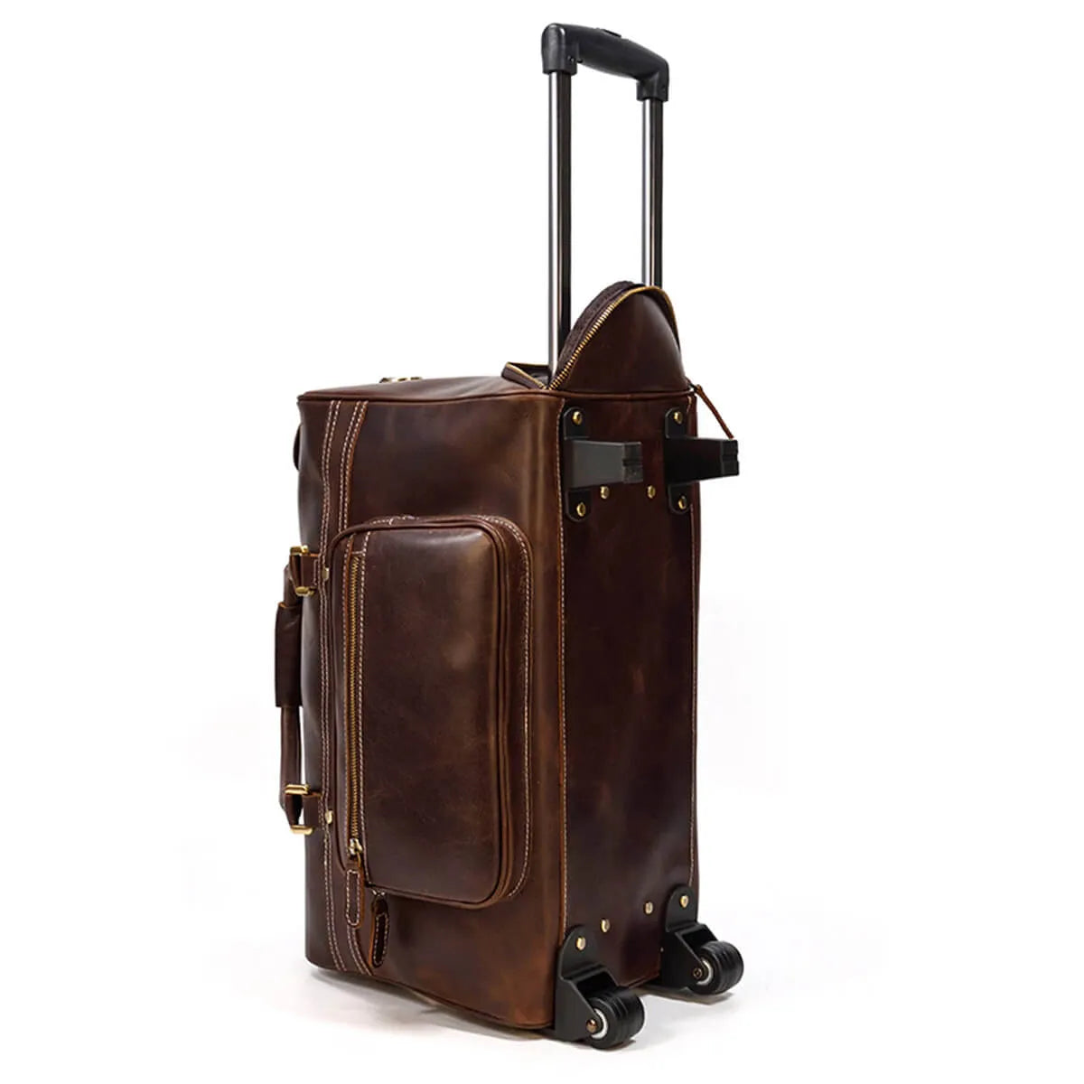 Genuine Leather Large Luggage Wheels Duffle Bag