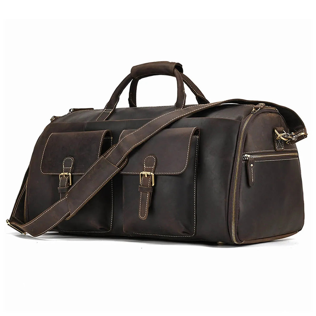 Genuine Leather Suit Bag Multifunctional Foldable Suit Travel Bag