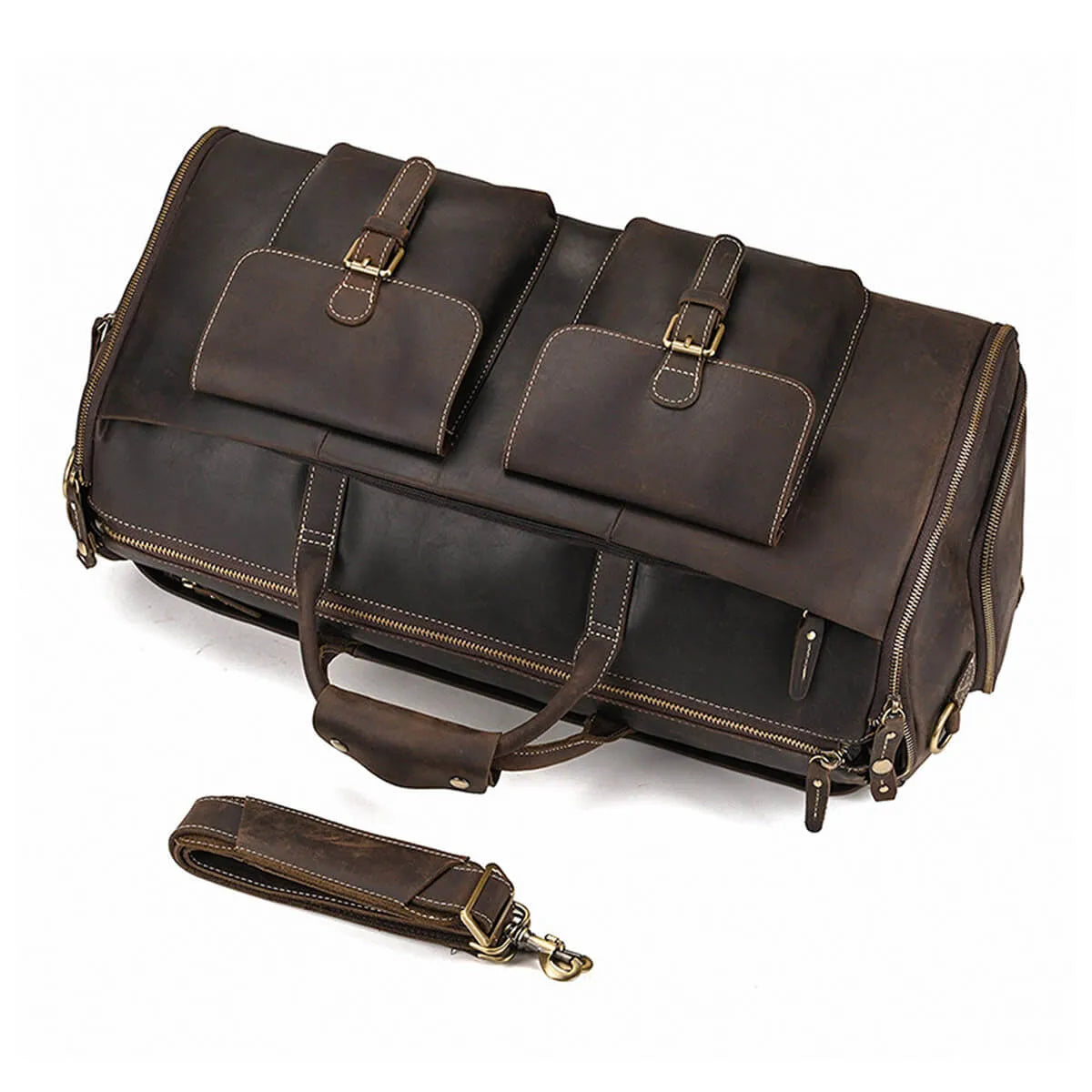 Genuine Leather Suit Bag Multifunctional Foldable Suit Travel Bag