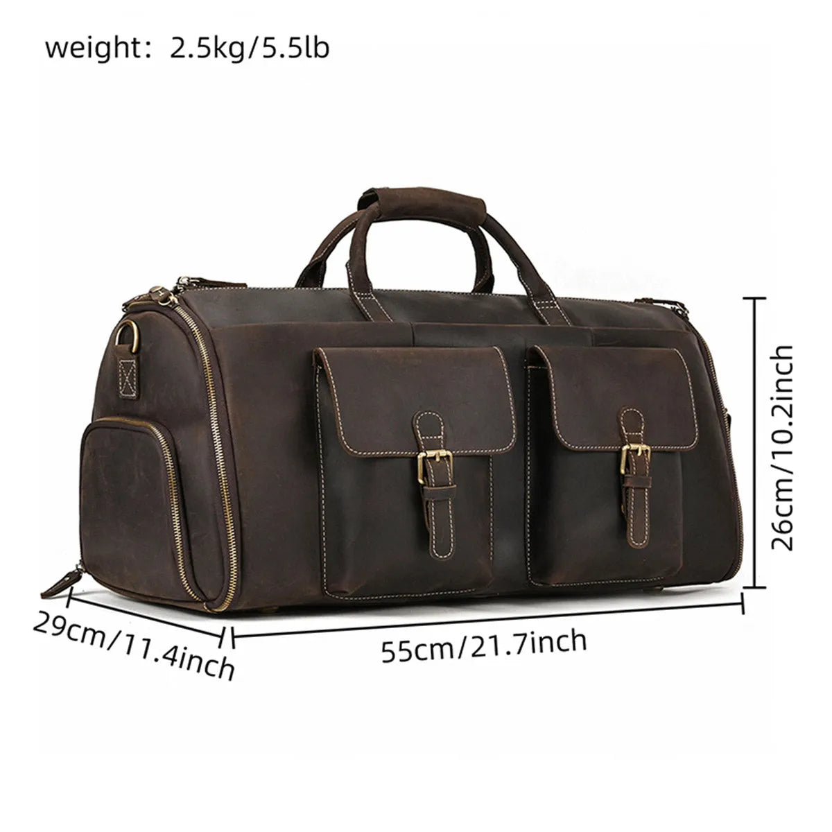 Genuine Leather Suit Bag Multifunctional Foldable Suit Travel Bag