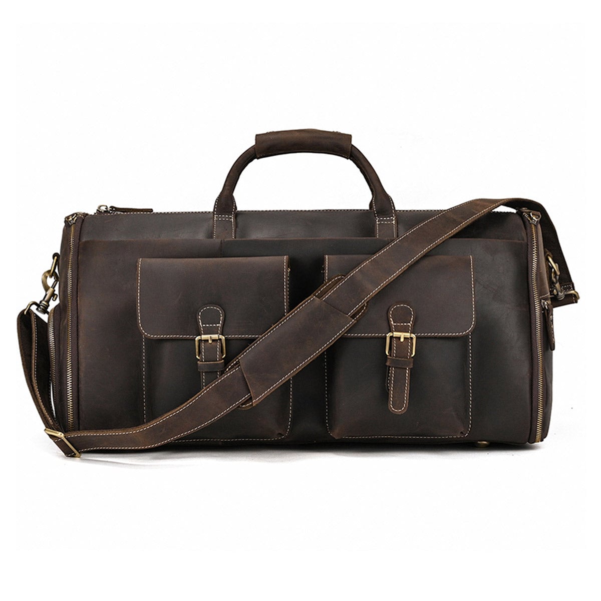 Genuine Leather Suit Bag Multifunctional Foldable Suit Travel Bag