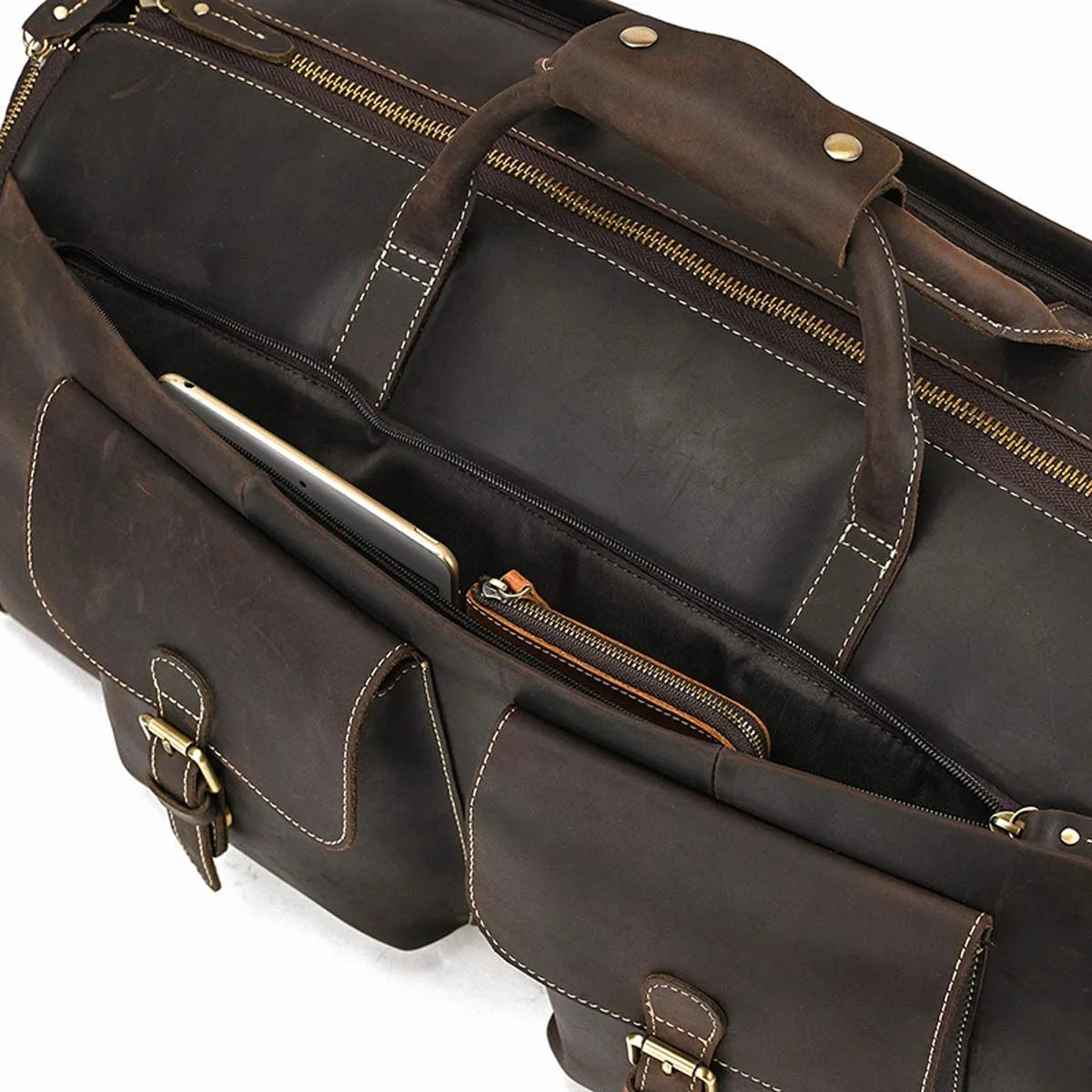 Genuine Leather Suit Bag Multifunctional Foldable Suit Travel Bag