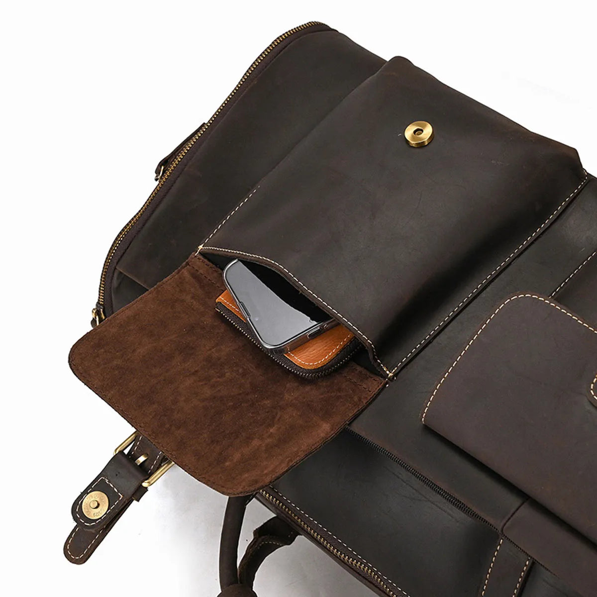 Genuine Leather Suit Bag Multifunctional Foldable Suit Travel Bag