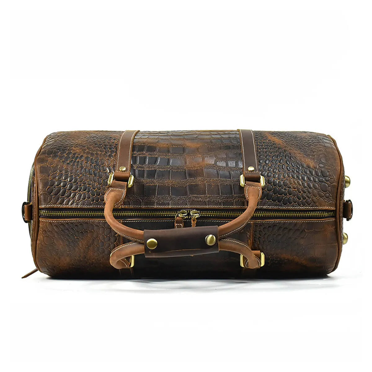 Genuine Leather Travel Luggage Rolling Duffle Bag