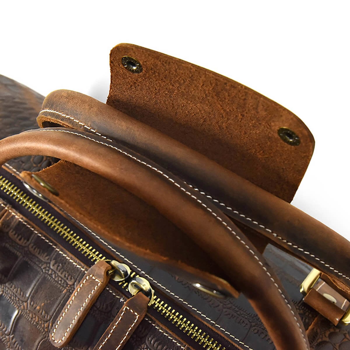 Genuine Leather Travel Luggage Rolling Duffle Bag