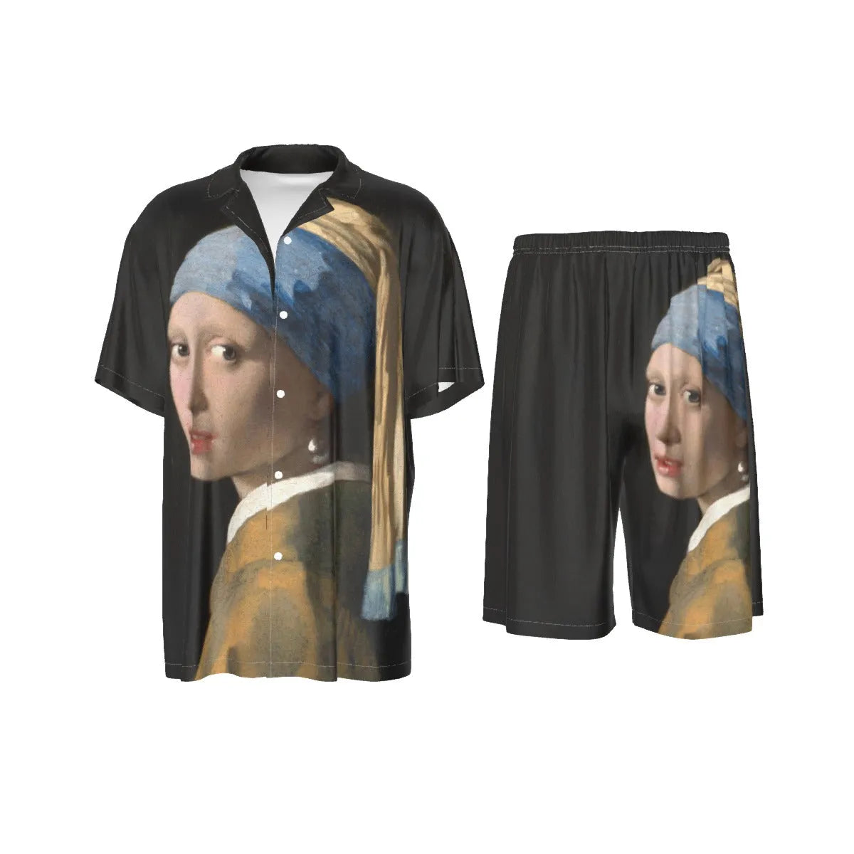 Girl with a Pearl Earring Johannes Vermeer Art Silk Shirt Suit Set