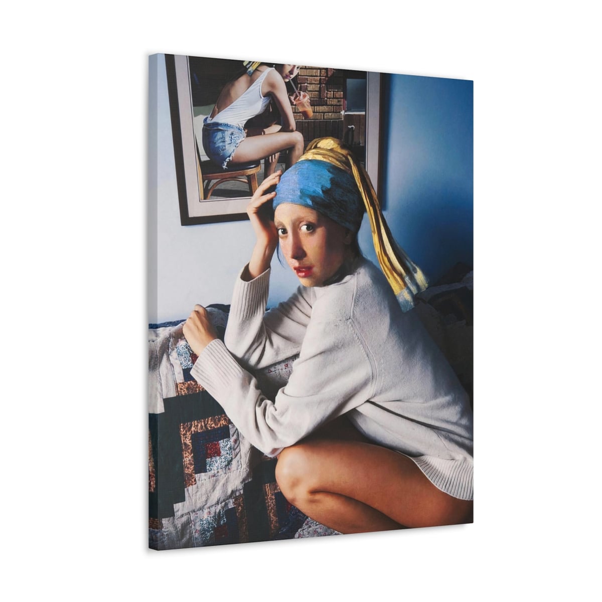 Timeless Art: Girl with a Pearl Earring Parody Canvas Gallery Wraps