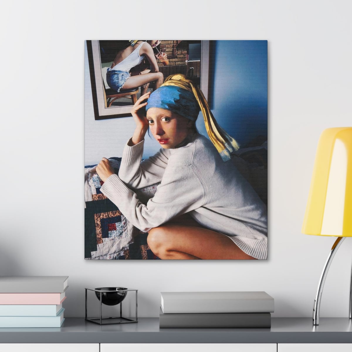 Timeless Art: Girl with a Pearl Earring Parody Canvas Gallery Wraps