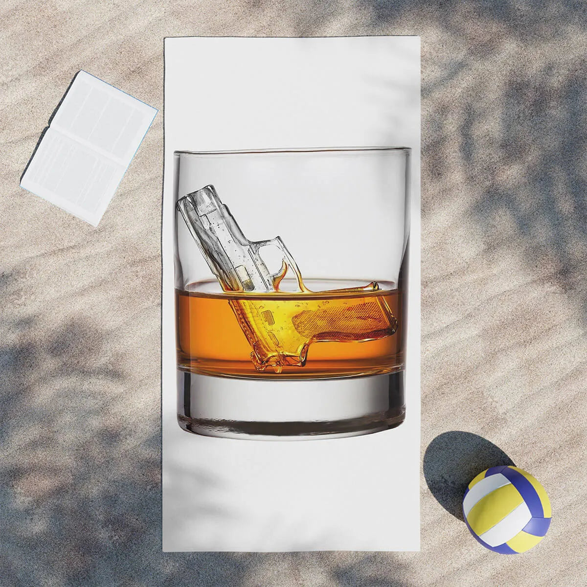 Glass of Whiskey every night Beach Towel