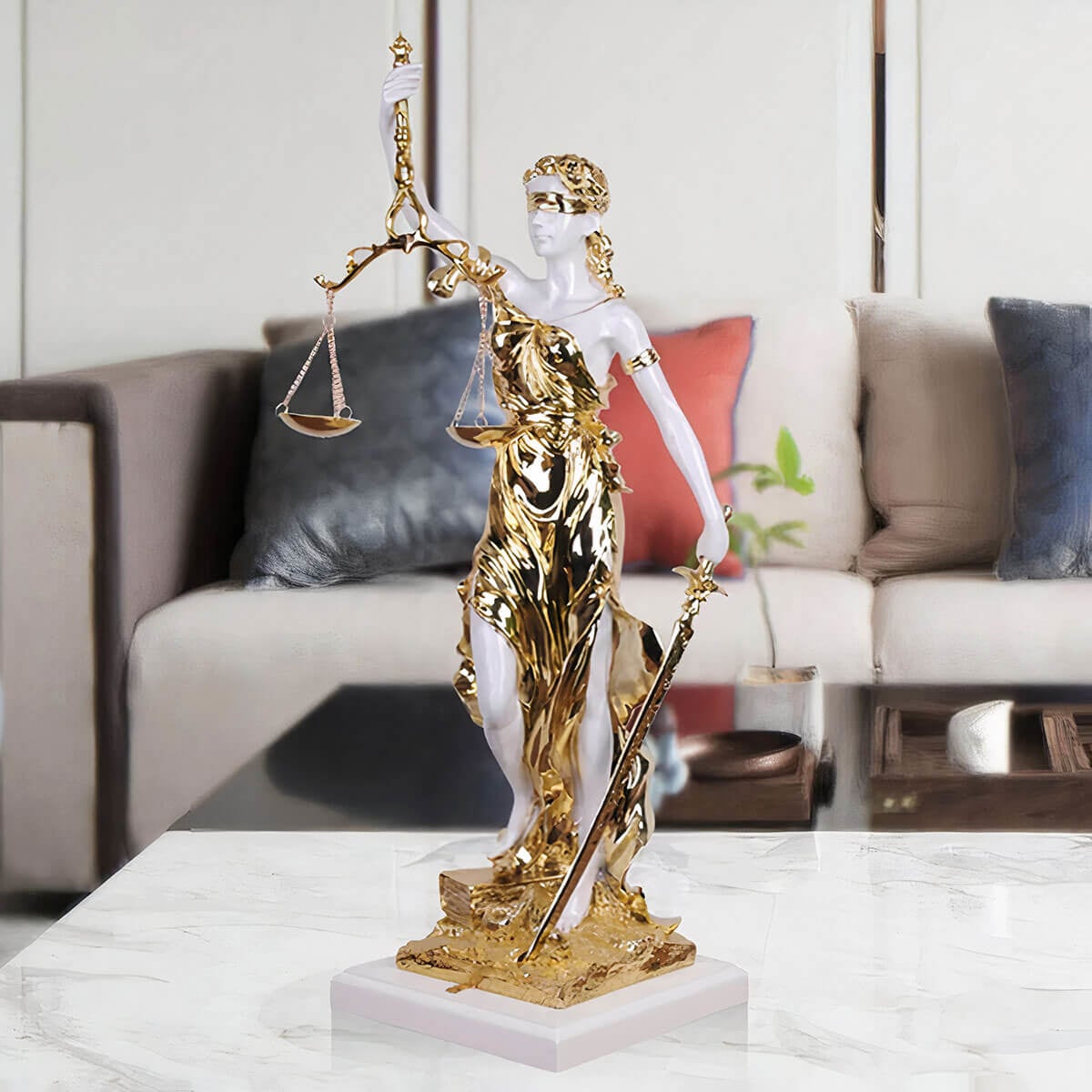 Goddess of Justice Sculpture - Graceful Art for Fairness