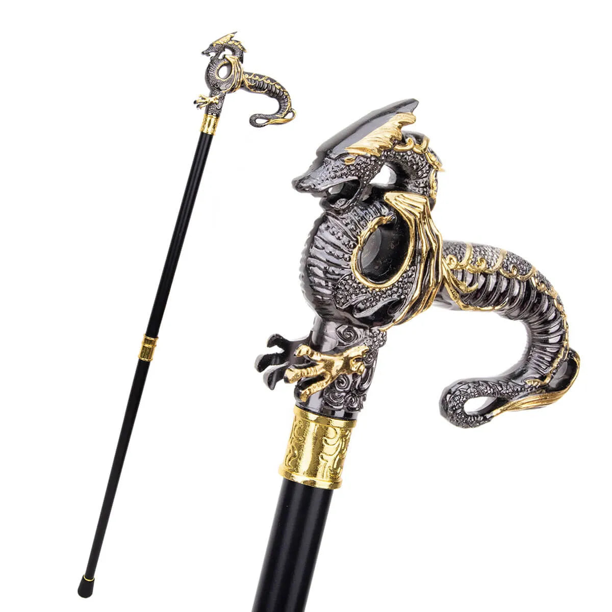 Gold Black Luxury Dragon Pimp Cane