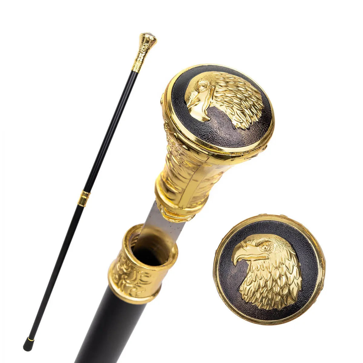 Gold Eagle Hawk Handle Luxury Walking Cane