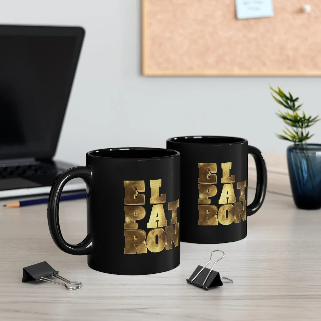 Gold Pablo El Patron Colombian El Jefe Boss Black mug 11oz