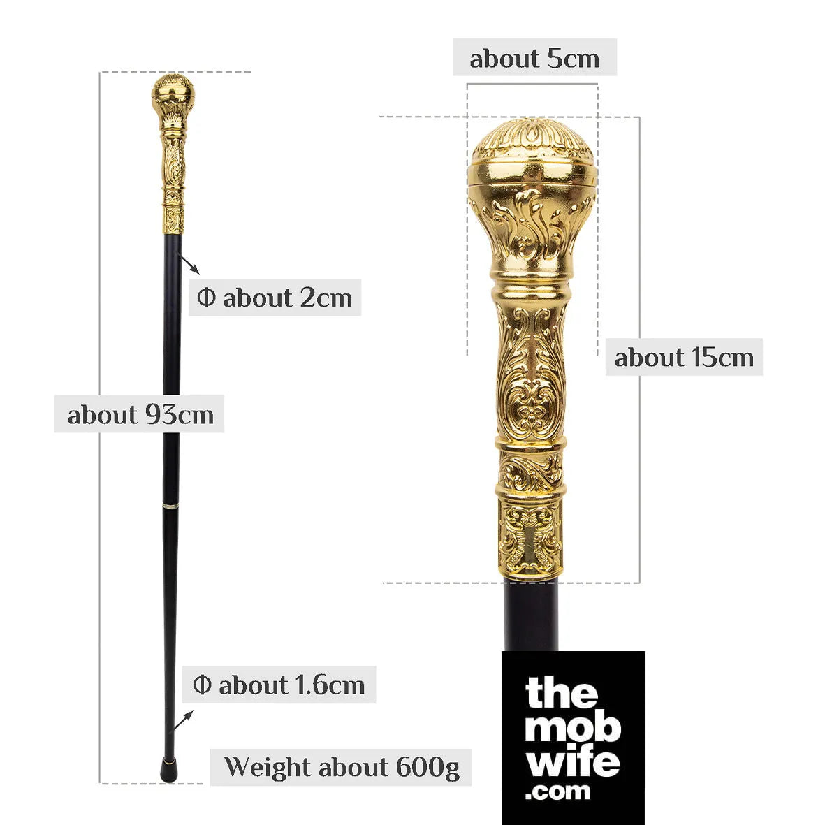 Gold Round Handle Fashion Luxury Walking Cane