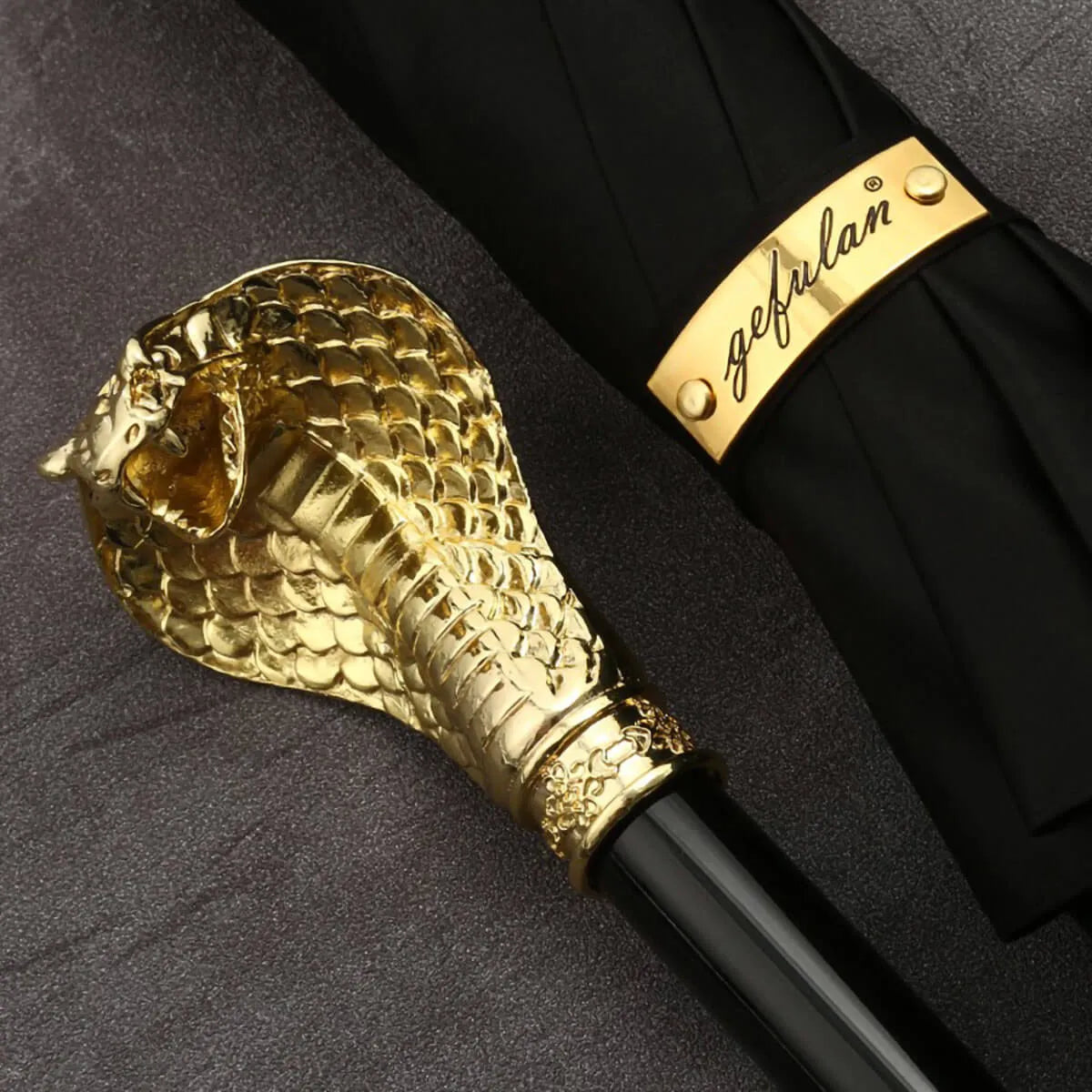 Gold Snake Luxury Business Long Handle Umbrella