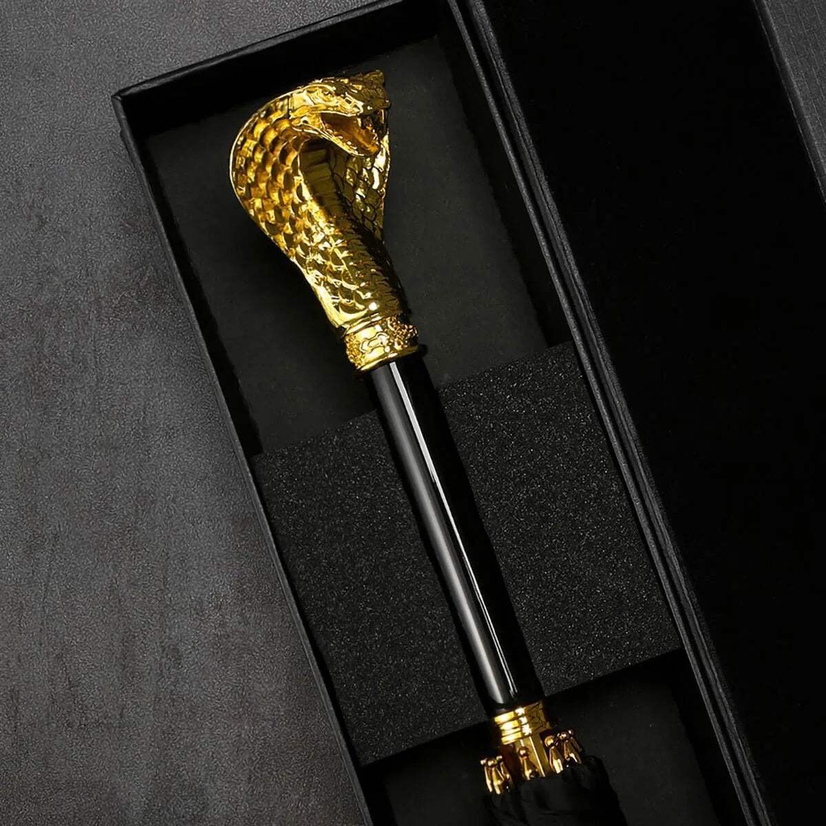 Gold Snake Luxury Business Long Handle Umbrella