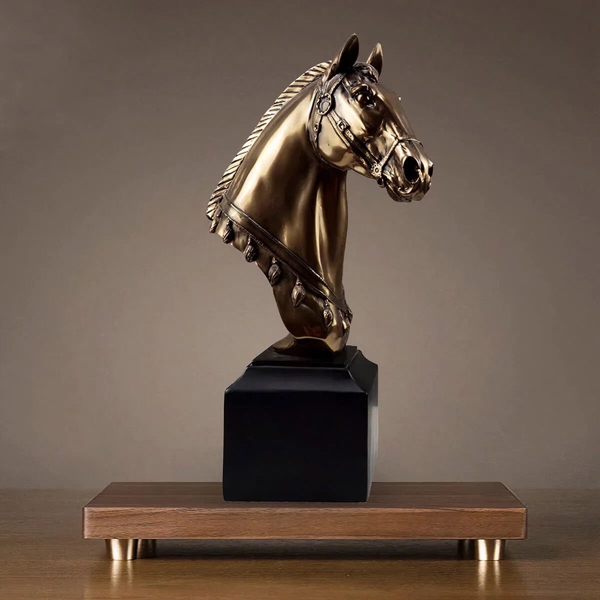 Golden Horse Portrait Art Statue Resin Home Decor Sculpture