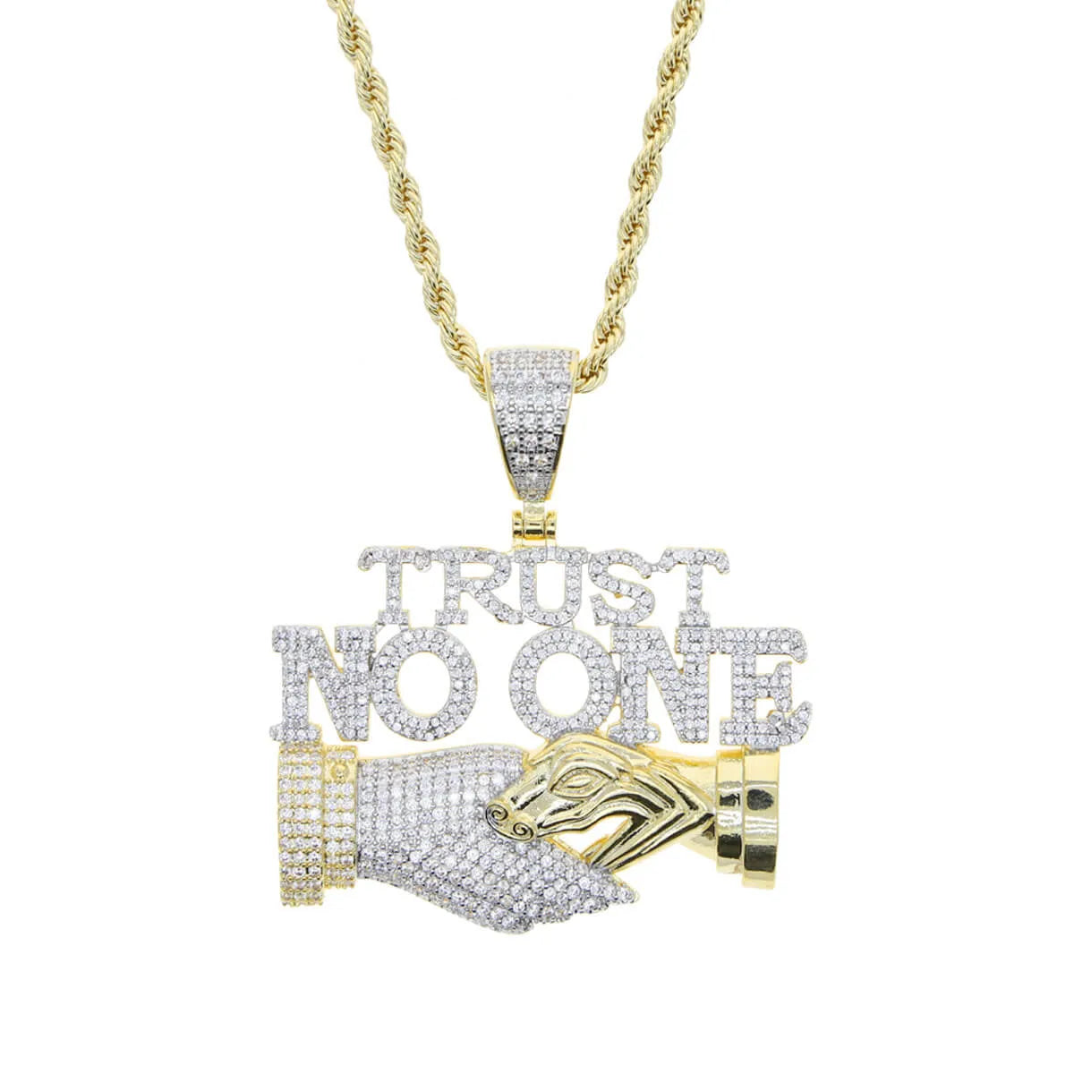 Golden Letter Trust no One Pendant Chain Necklace