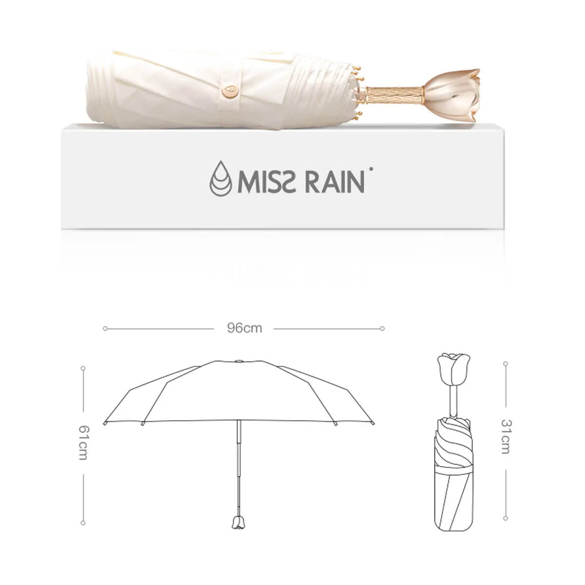 Golden Roses Luxury Folding Women Premium Umbrella