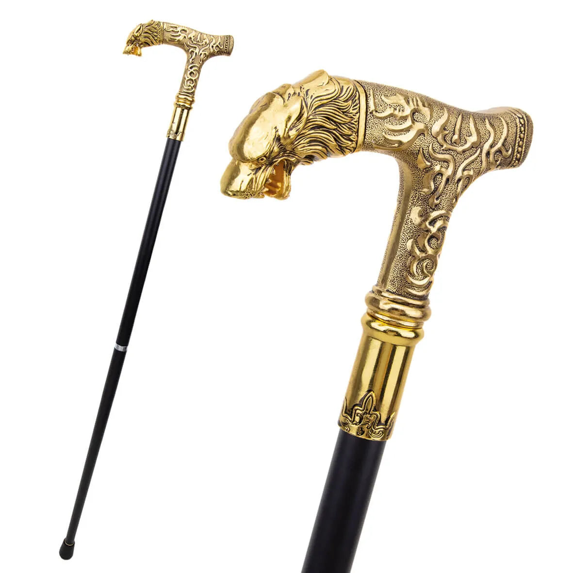 Golden Wolf Handle Fashion Luxury Walking Cane