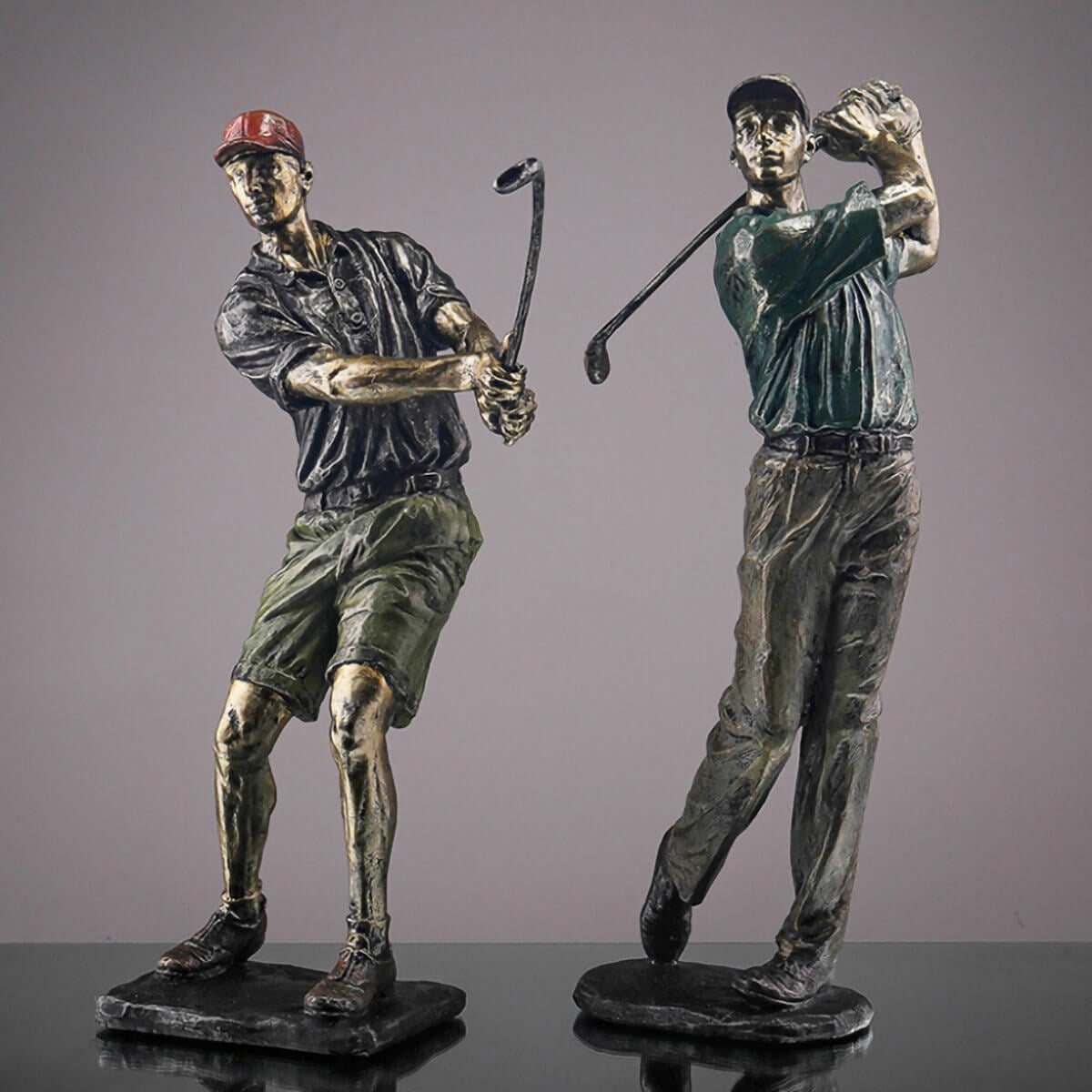 Vintage Golfer Sculpture in Antique Finish