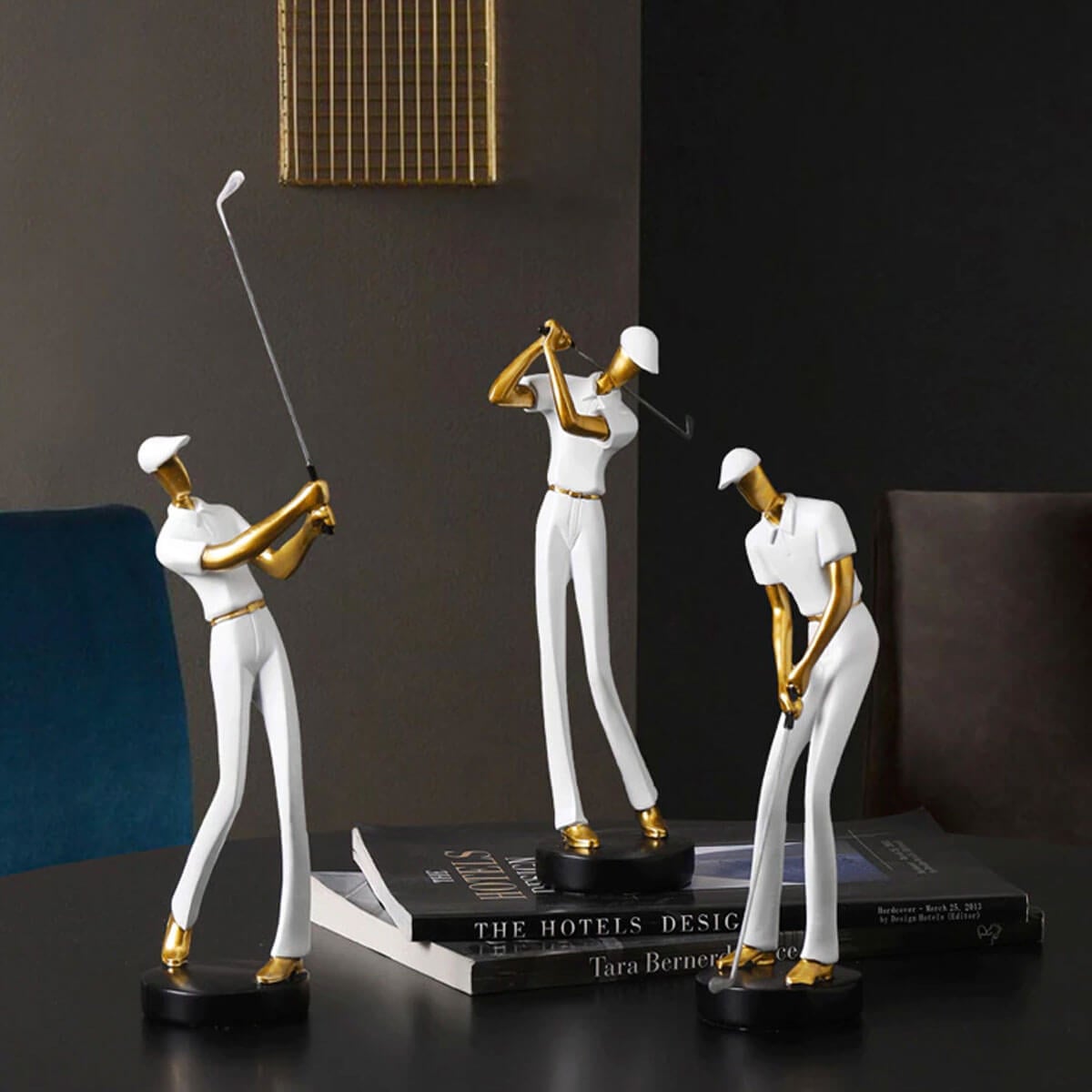 White Golfer Modern Golf Statue