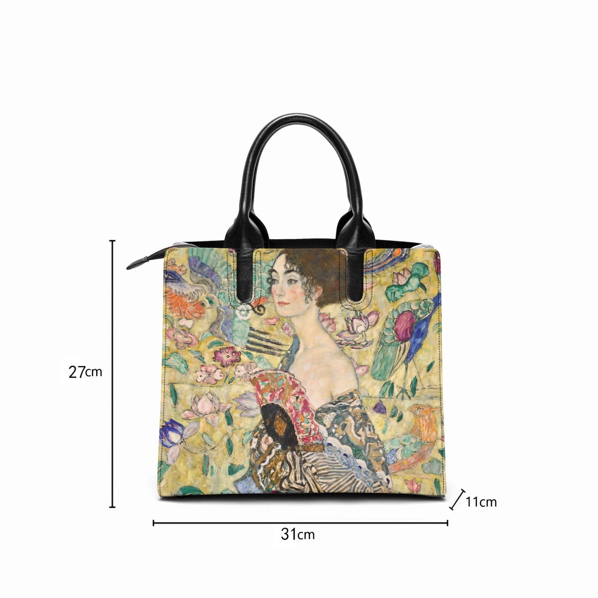 Gustav Klimt’s Lady with Fan Painting Fashion Handbag