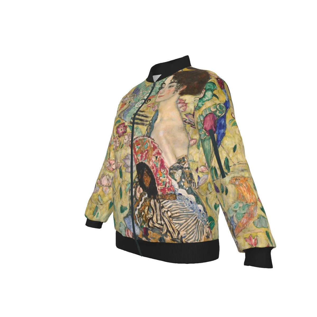 Gustav Klimt’s Lady with Fan Painting Women’s Bomber Jacket