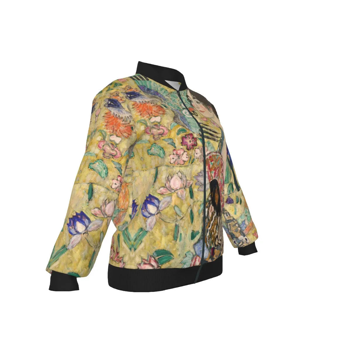 Gustav Klimt’s Lady with Fan Painting Women’s Bomber Jacket