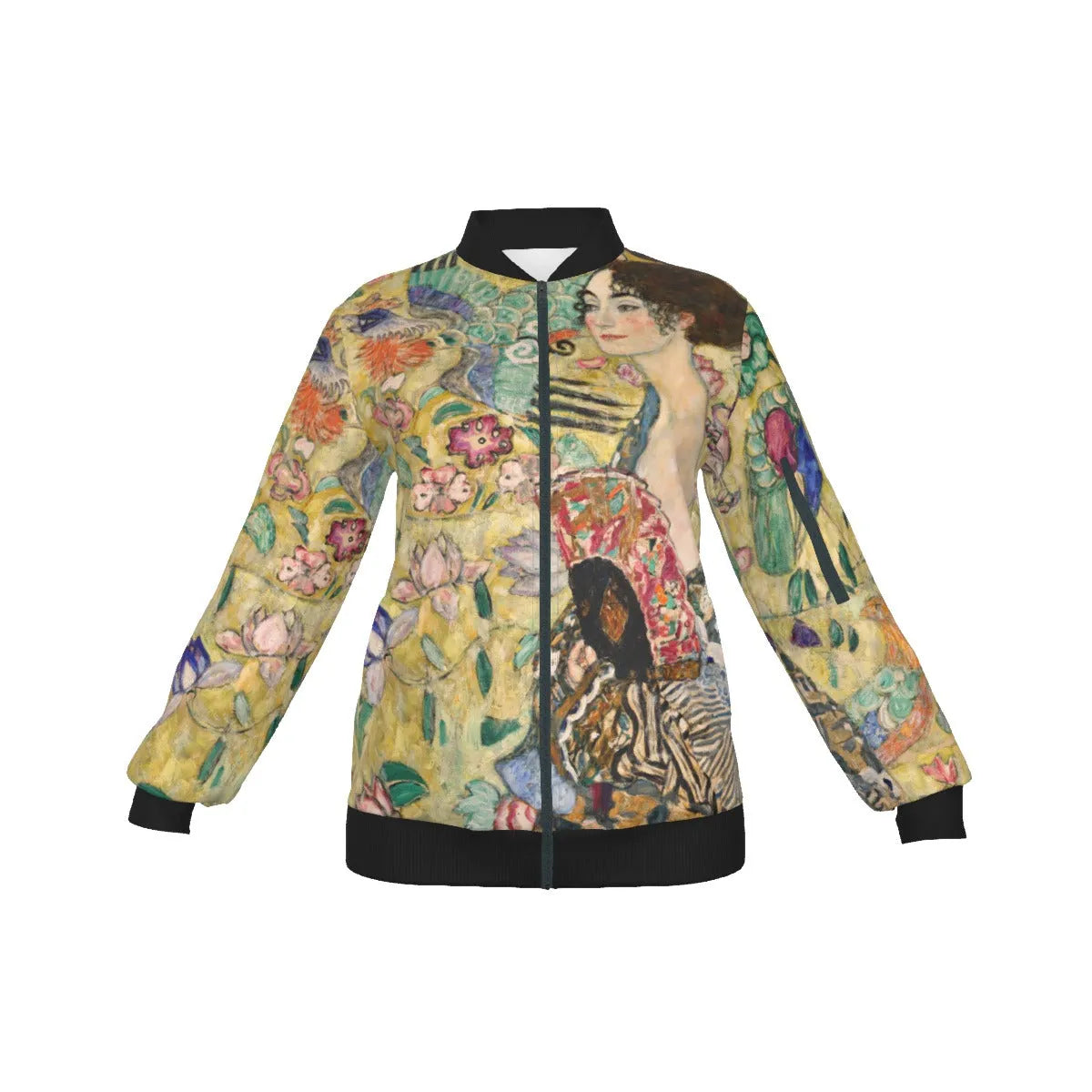 Gustav Klimt’s Lady with Fan Painting Women’s Bomber Jacket