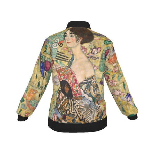 Gustav Klimt’s Lady with Fan Painting Women’s Bomber Jacket