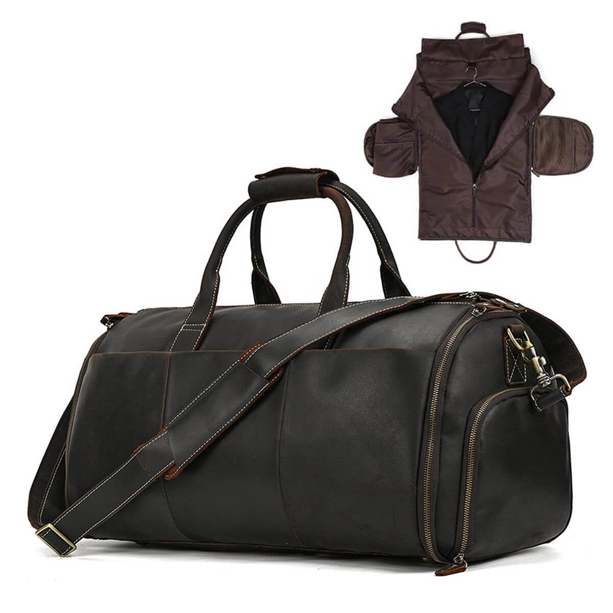 High-Quality Leather Business Folding Suit Travel Luggage Bag