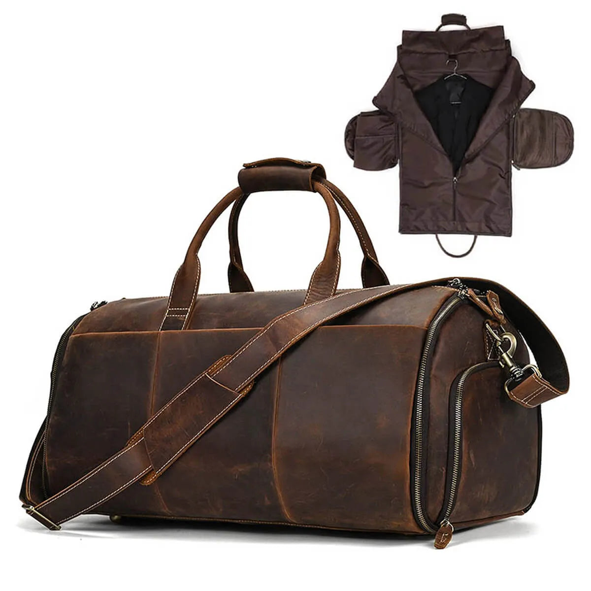 High-Quality Leather Business Folding Suit Travel Luggage Bag