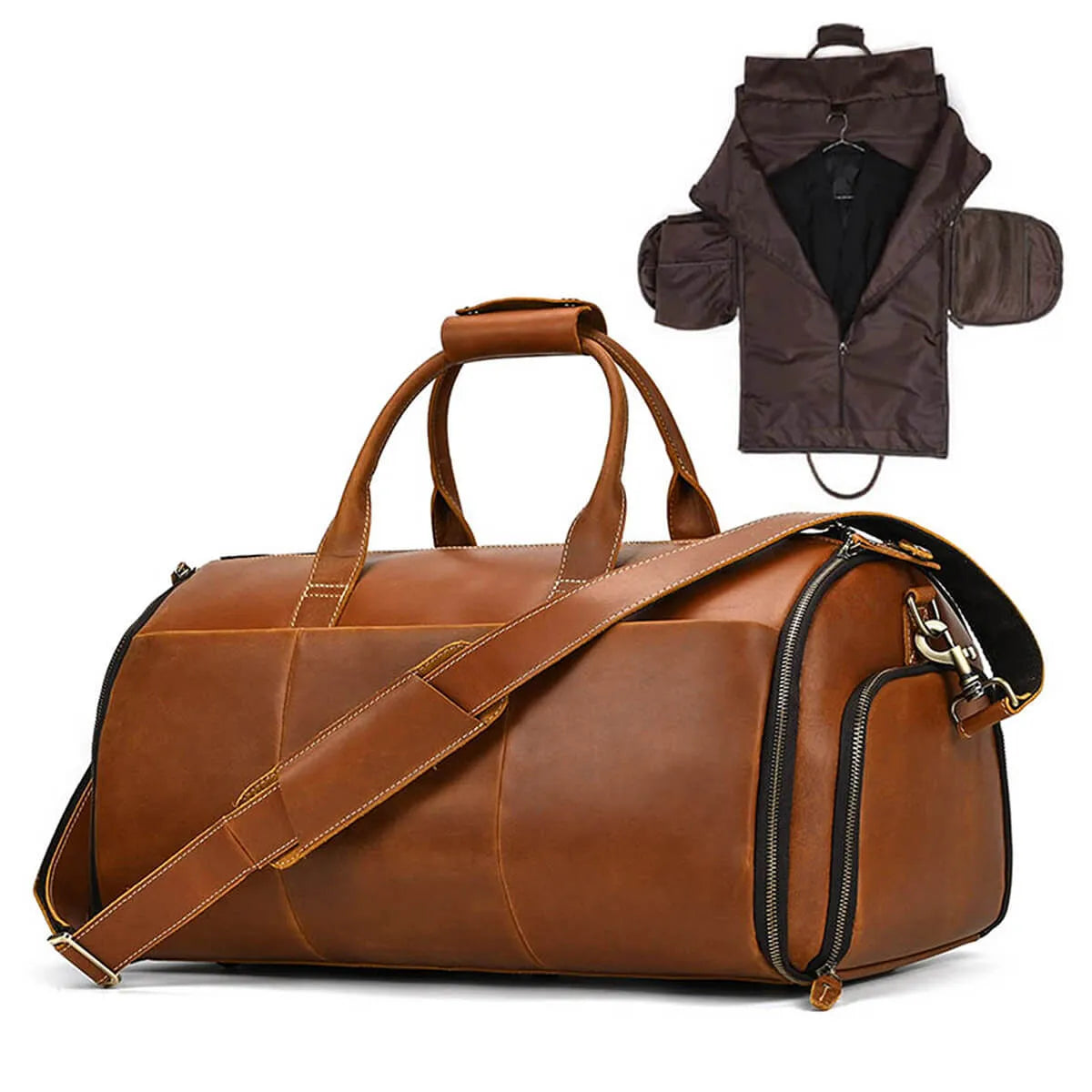 High-Quality Leather Business Folding Suit Travel Luggage Bag