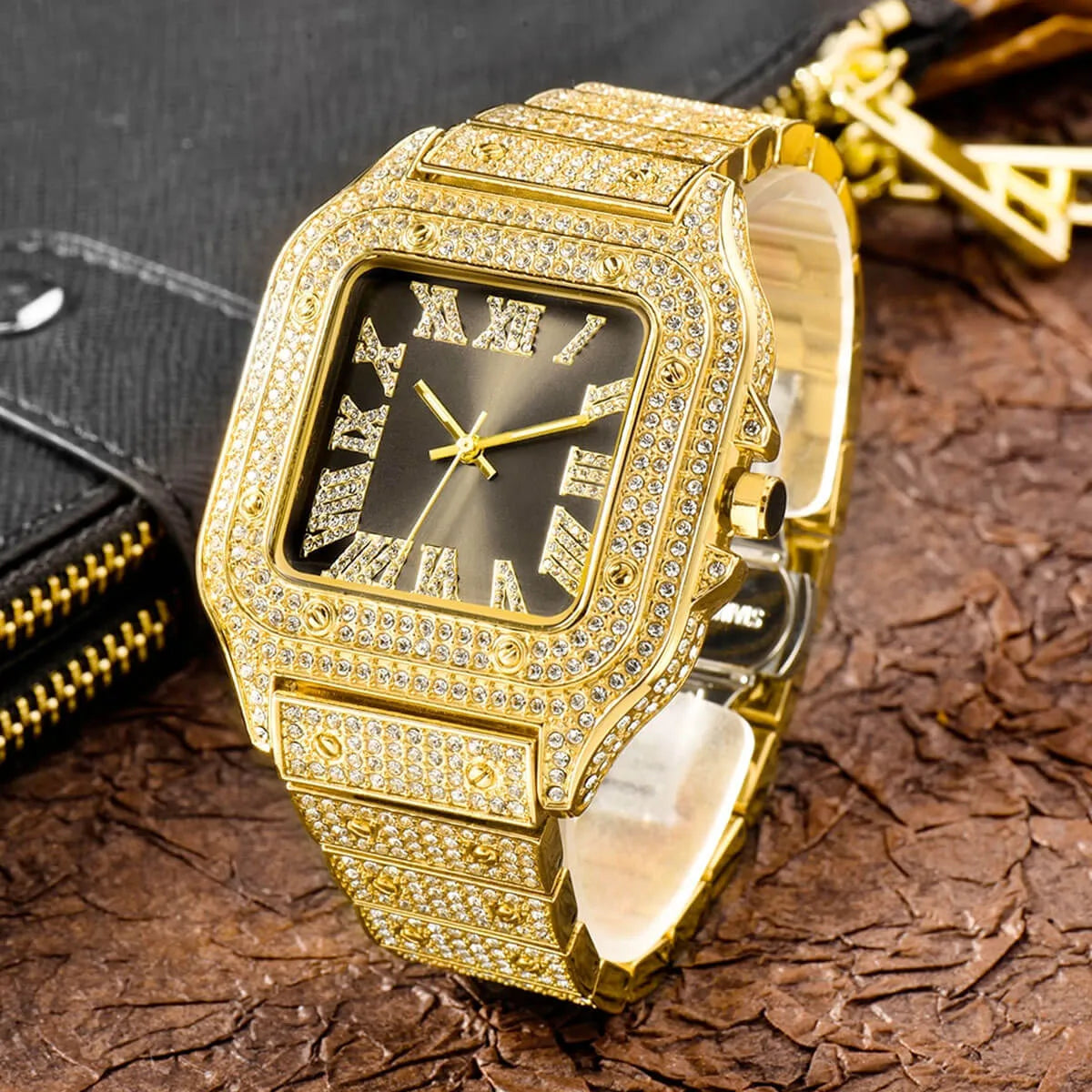 Hip Hop Baguette Diamond Top Luxury Quartz Watch