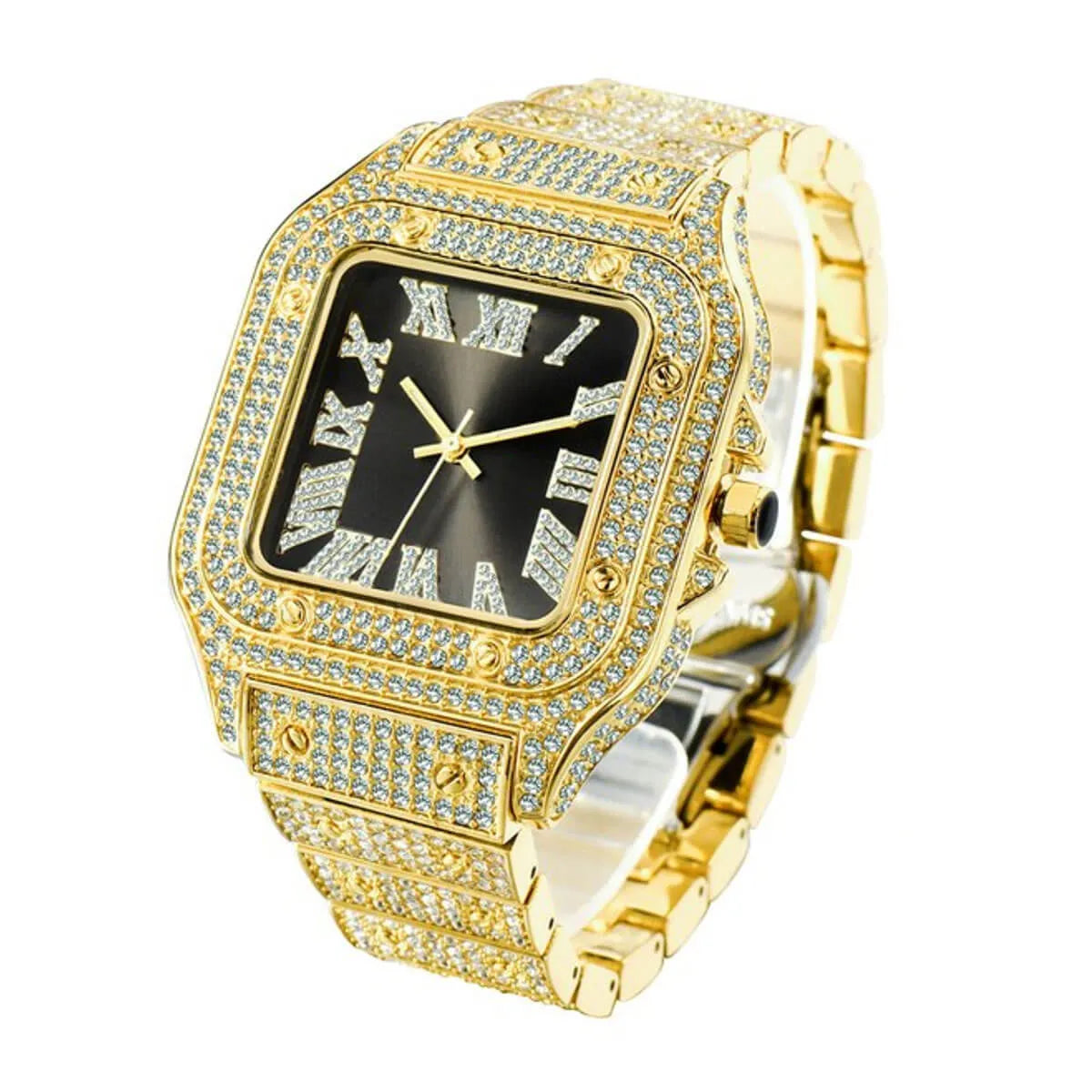 Hip Hop Baguette Diamond Top Luxury Quartz Watch