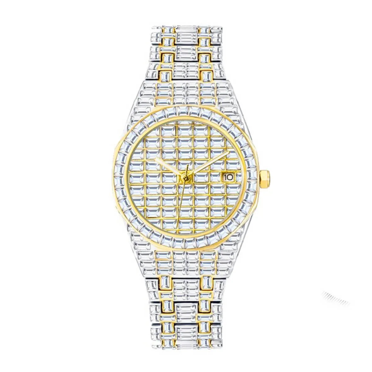 MISSFOX Hip Hop Gold Men Watches Top Brand Luxury Iced Out Quartz Wrist Watch Diamond 