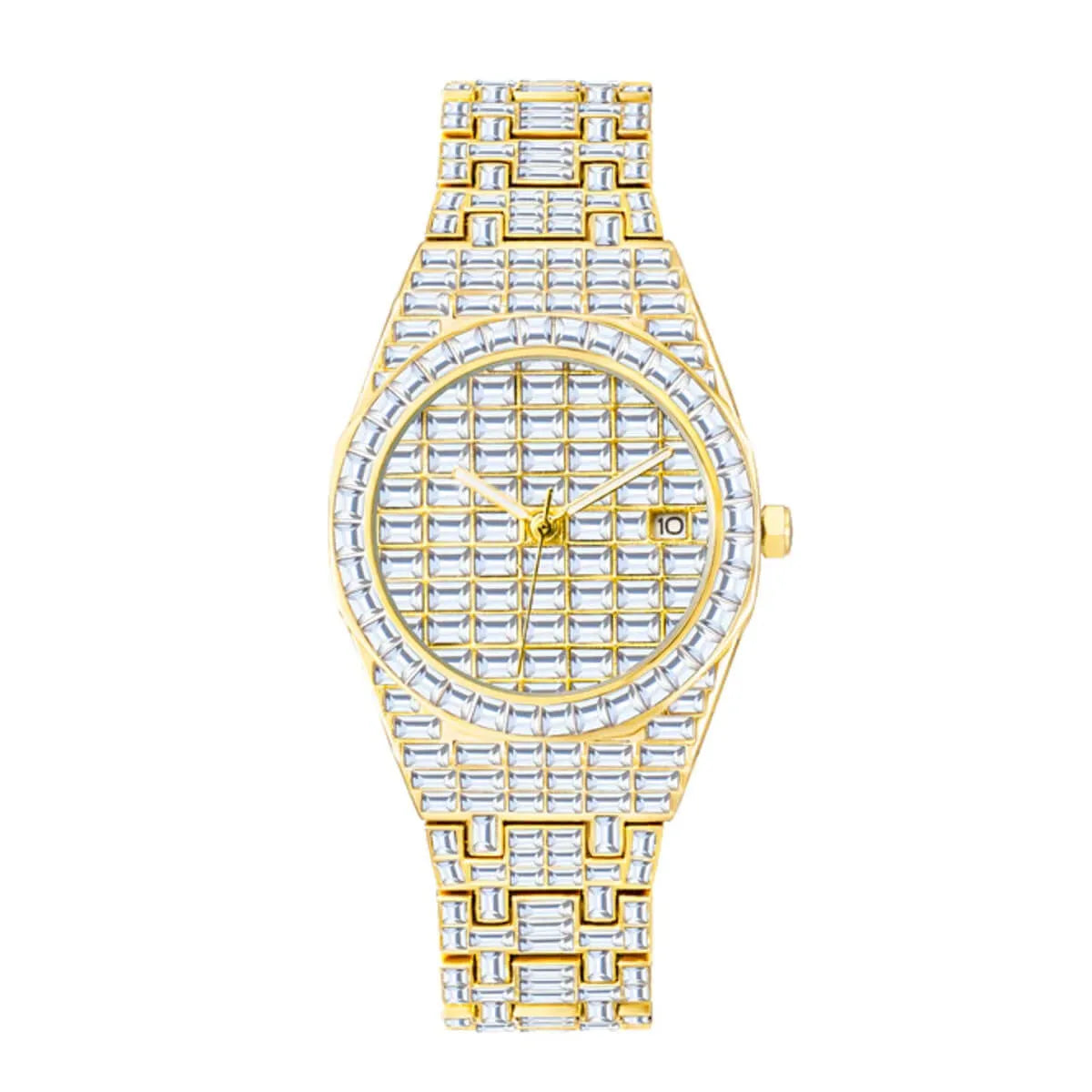 MISSFOX Hip Hop Gold Men Watches Top Brand Luxury Iced Out Quartz Wrist Watch Diamond 