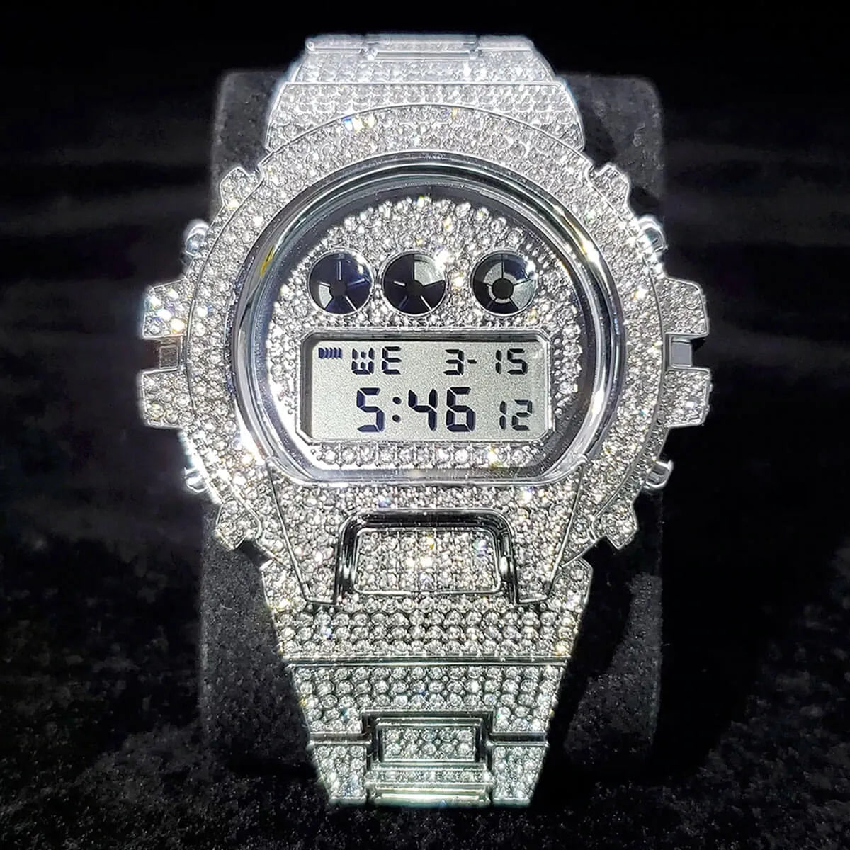 Hip Hop Fully Iced Out Digital Stainless Steel Watch