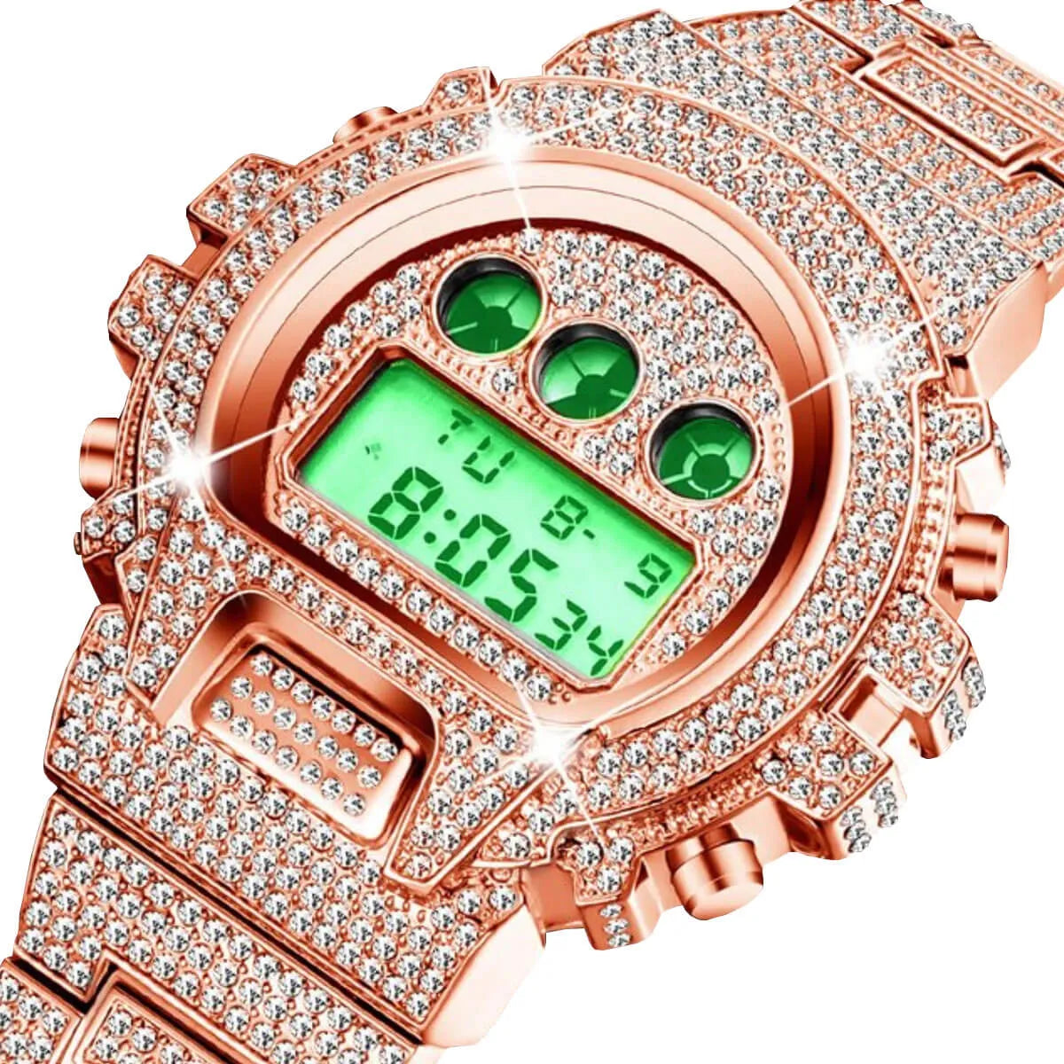 Hip Hop Fully Iced Out Digital Stainless Steel Watch