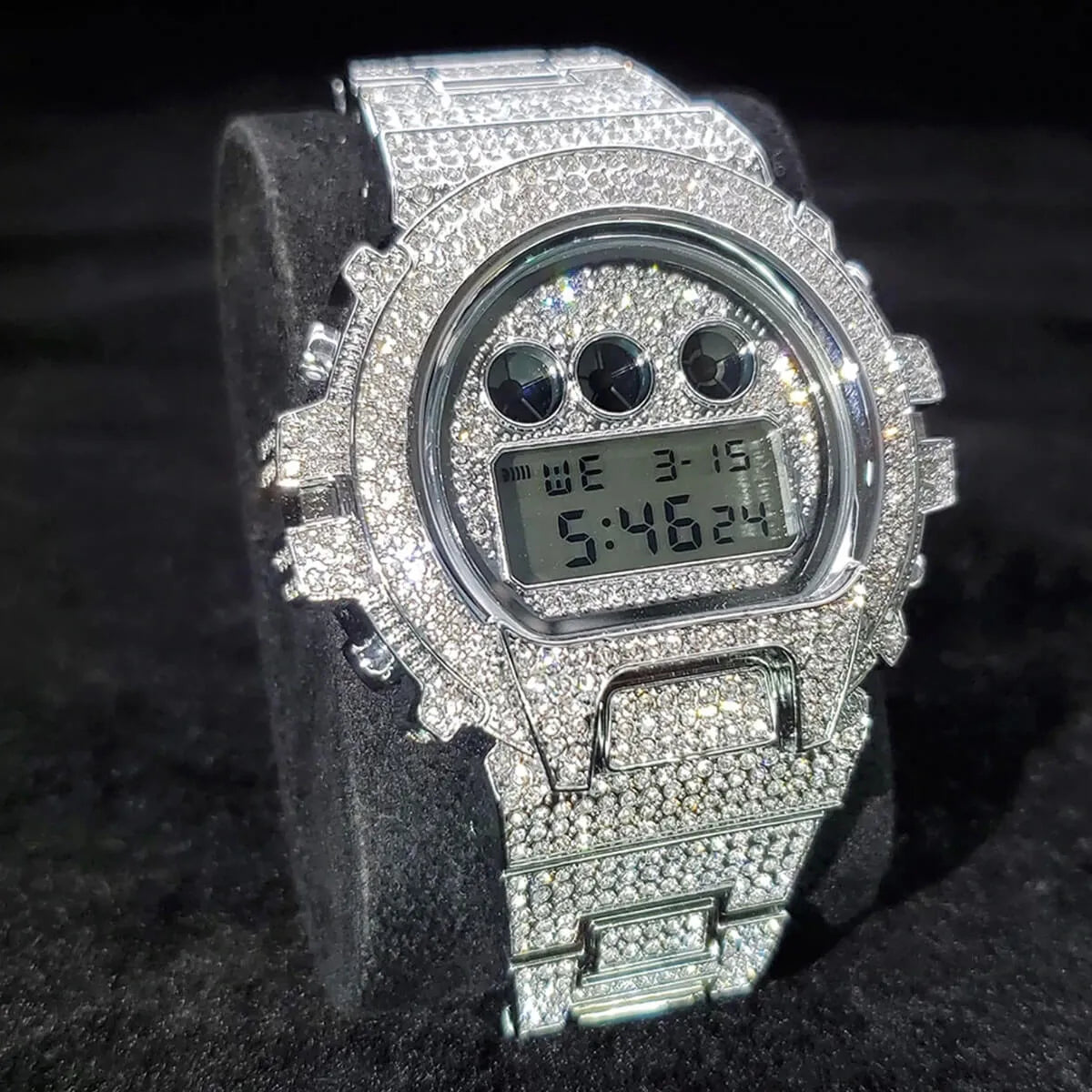 Hip Hop Fully Iced Out Digital Stainless Steel Watch