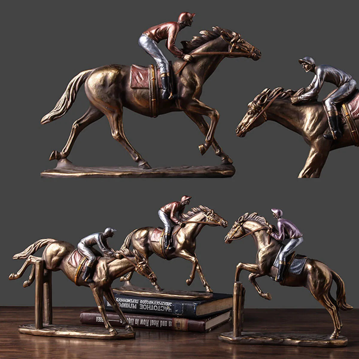 Horse Racing Sculpture Figurine Running Horse Vintage