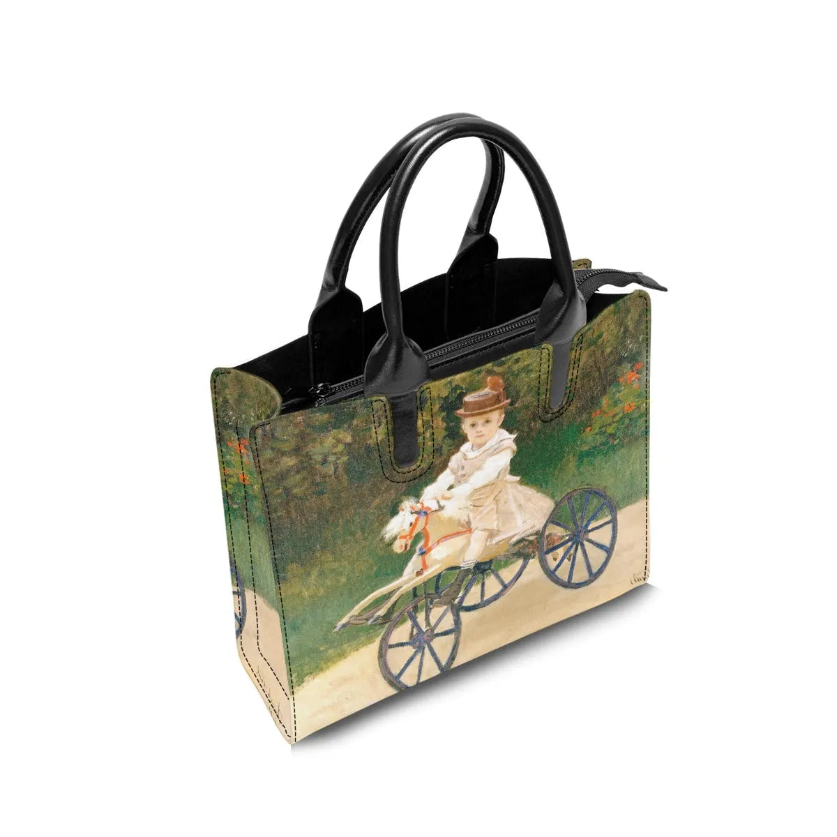 Jean Monet on His Hobby Horse by Claude Monet Art Handbag