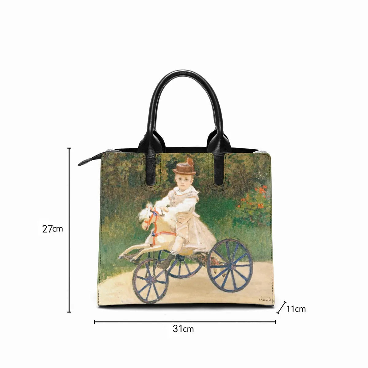 Jean Monet on His Hobby Horse by Claude Monet Art Handbag