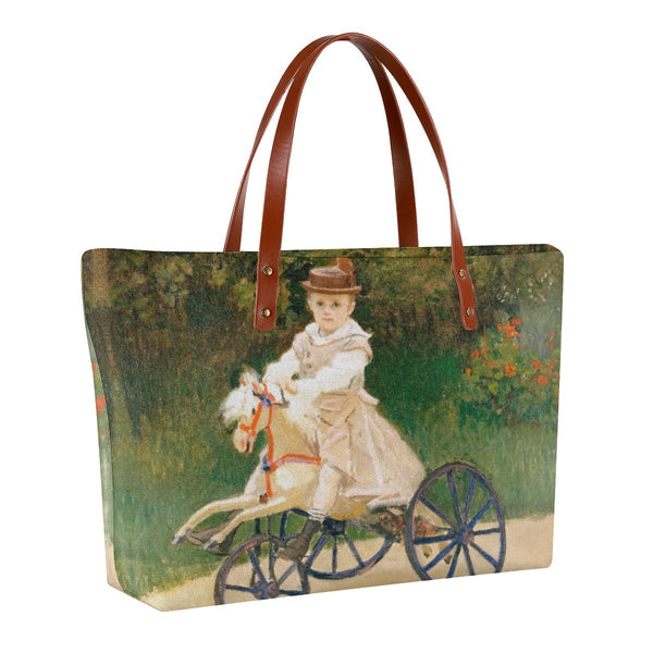 Jean Monet on His Hobby Horse by Claude Monet Tote Bag