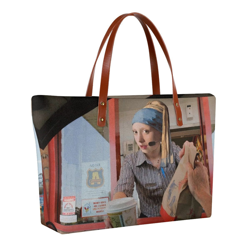 Johannes Vermeer Girl Fast Food Parody Tote Bag