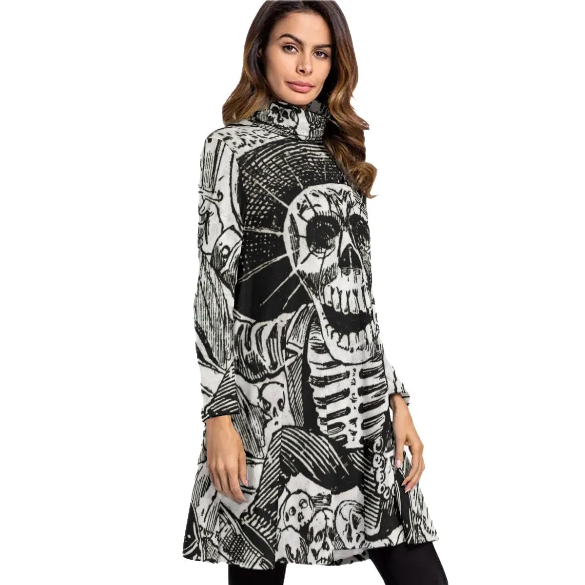 Jose Guadalupe Mexican Skeleton Art Dress Long Sleeve