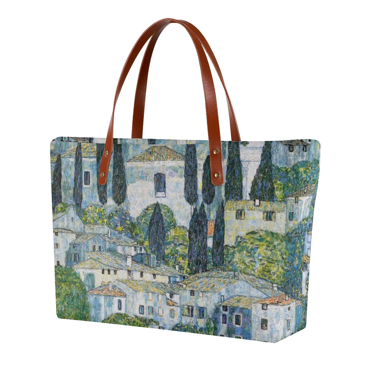 Kirche in Cassone by Gustav Klimt Art Waterproof Tote Bag