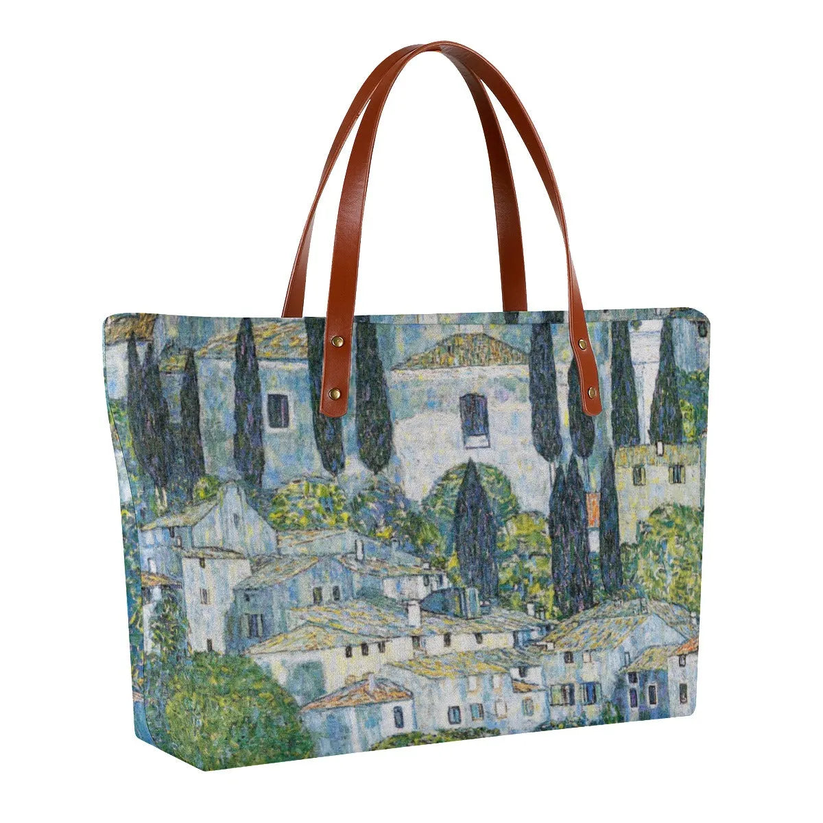 Kirche in Cassone by Gustav Klimt Art Waterproof Tote Bag