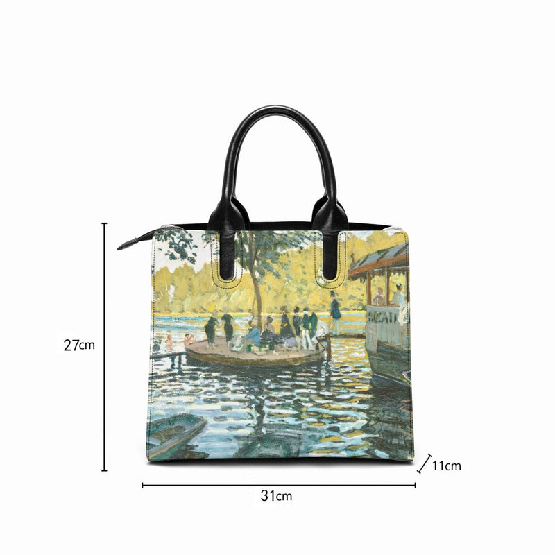 La Grenouillère 1869 by Claude Monet Art Fashion Handbag